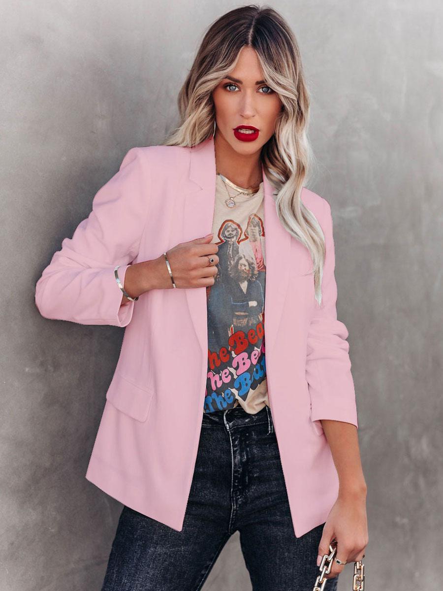 Blazer Jacket Solid Color Lapel Chic Relaxed Street Outerwear