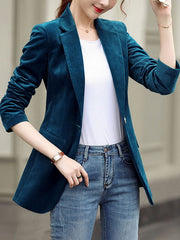 Blazer Turndown Collar Long Sleeve Buttons Casual Blazers