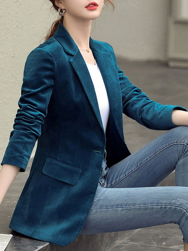 Blazer Turndown Collar Long Sleeve Buttons Casual Blazers