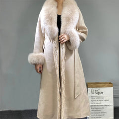 Cashmere Blend Fashion embroidered Tassel Overcoat