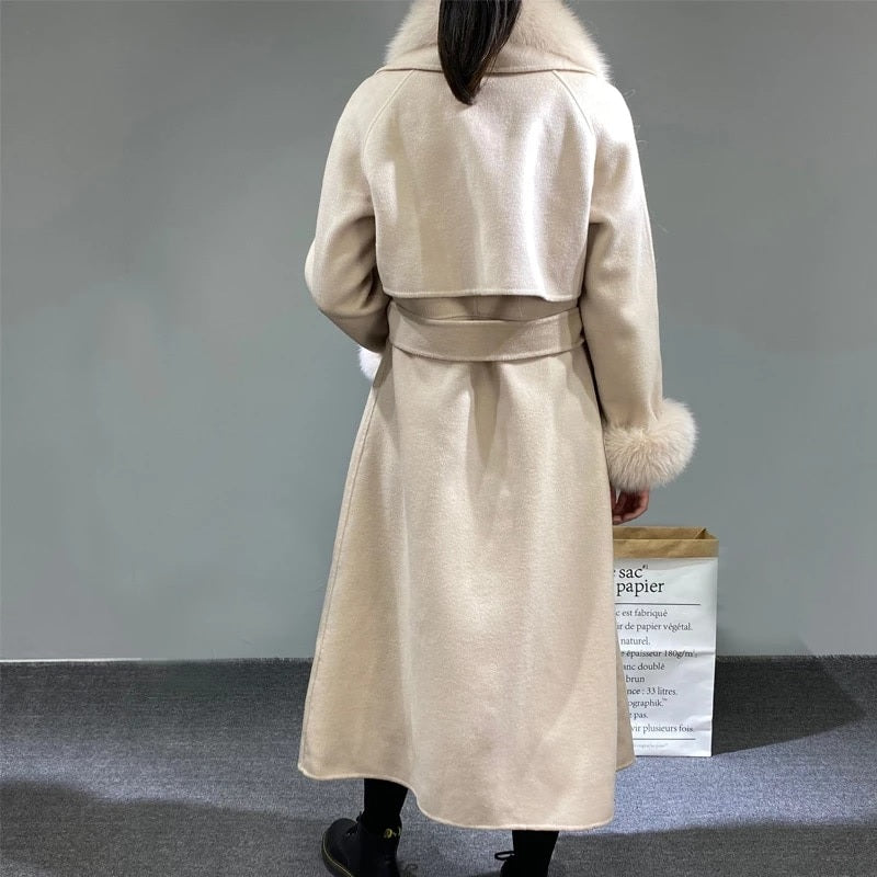 Cashmere Blend Fashion embroidered Tassel Overcoat