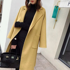 Cashmere Double-sided Wool Pure Color Slim Fashion Coat