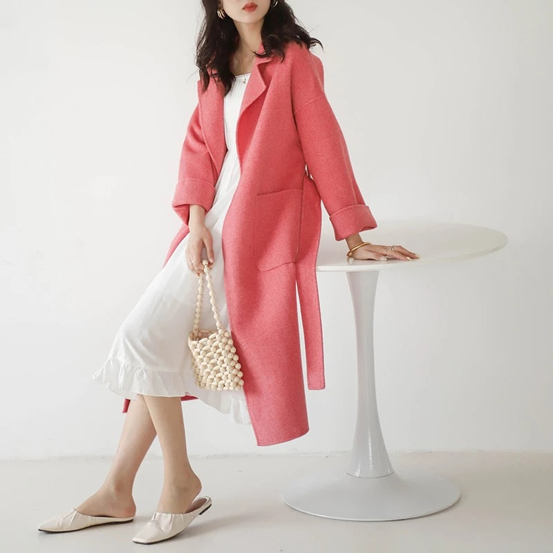 Cashmere Double-sided Wool Pure Color Slim Fashion Coat