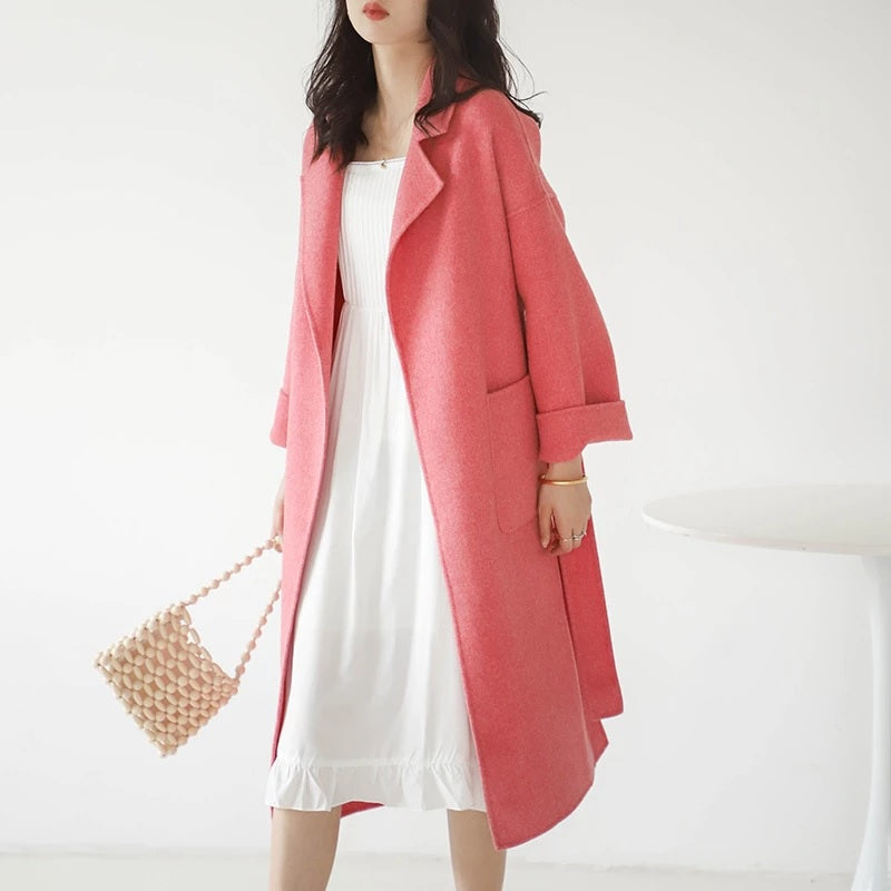 Cashmere Double-sided Wool Pure Color Slim Fashion Coat