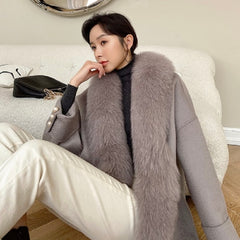 Cashmere Jacket with Natural Fox fur collar Overwear