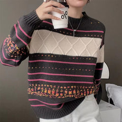 Cashmere Soft Comfortable Full Sleeve Round Neck Knitted Loose Wool Pullover Sweater