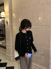 Cashmere cardigan round neck loose long sleeved embroidered knitted sweater