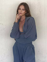Casual Three Piece Set Hooded Tracksuit And Bra And Pants