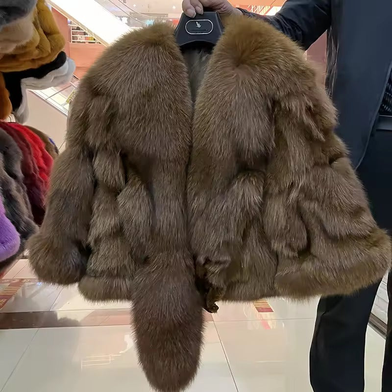 Casual Authentic Genuine Warm Fox Fur Shawl