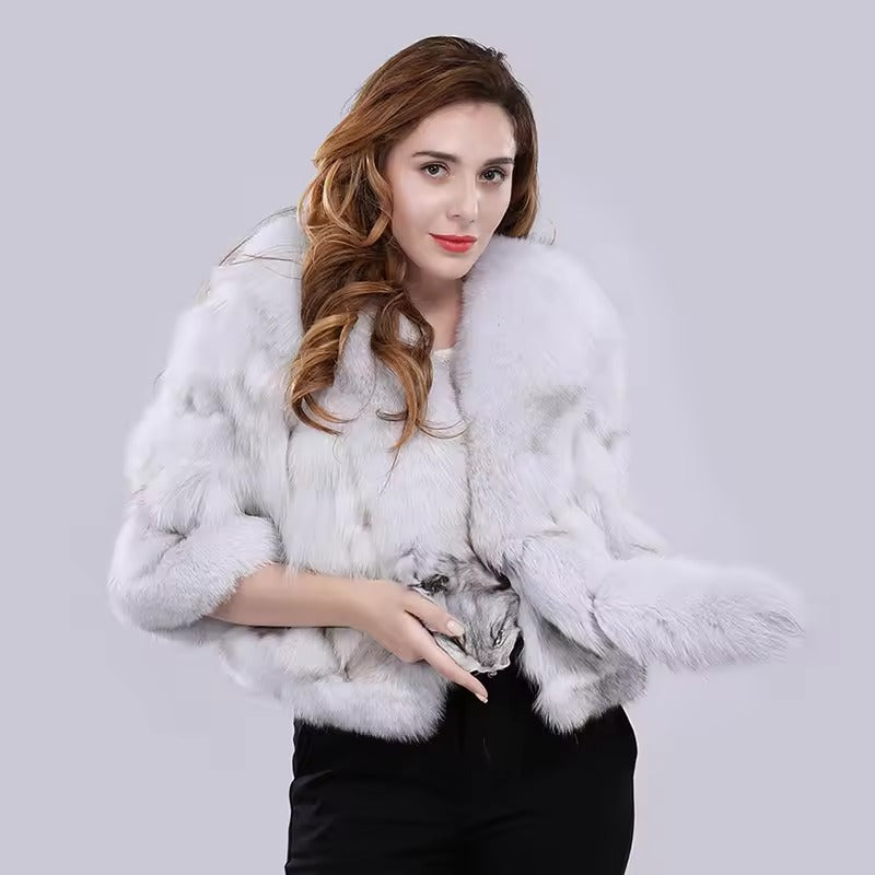 Casual Authentic Genuine Warm Fox Fur Shawl