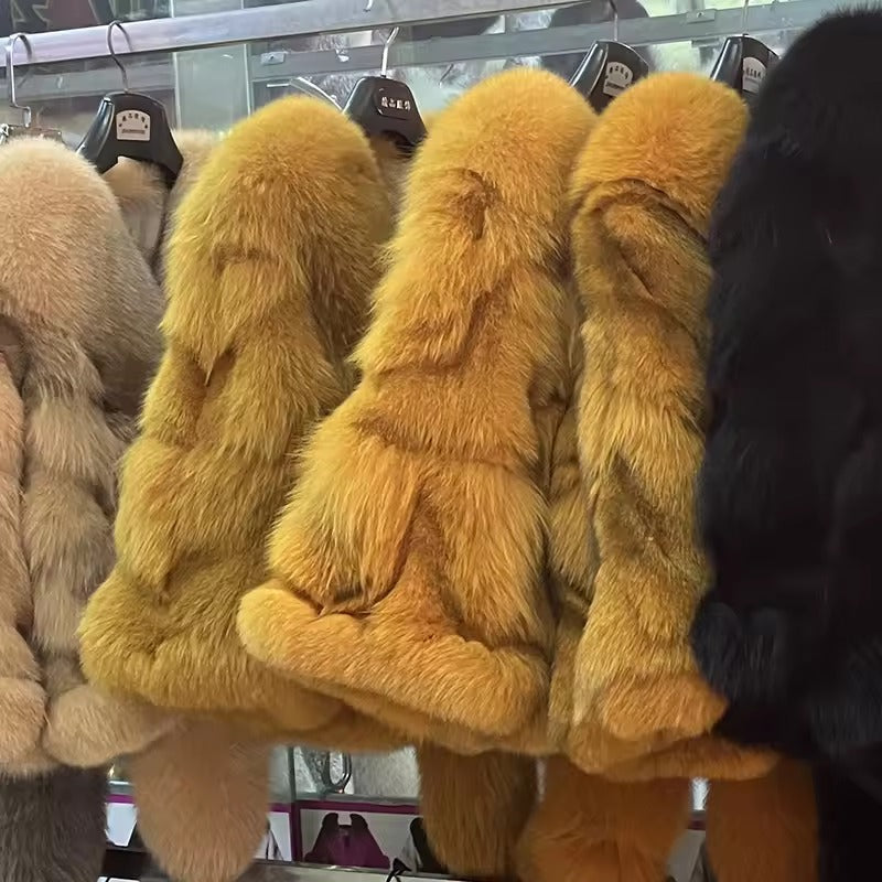 Casual Authentic Genuine Warm Fox Fur Shawl
