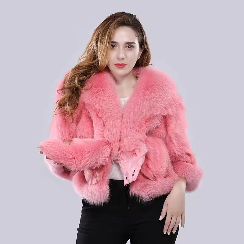 Casual Authentic Genuine Warm Fox Fur Shawl