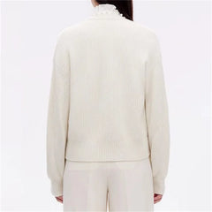 Casual Beading Pearl Decorative cashmere long sleeved outerwears Sweaters