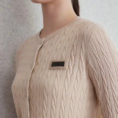 Casual Beading Silk Linen Knitted Single Breasted Cardigan Sweater