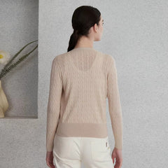 Casual Beading Silk Linen Knitted Single Breasted Cardigan Sweater