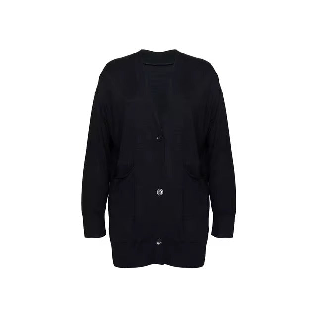 Casual Beading Single Breasted Long Sleeve Silk Wool Knitted Sweater