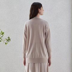 Casual Beading Single Breasted Long Sleeve Silk Wool Knitted Sweater