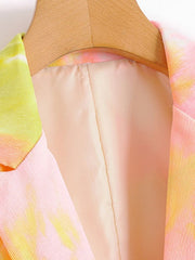 Casual Blazer Cotton Tie Dye Turndown Collar Long Sleeve Buttons Jackets