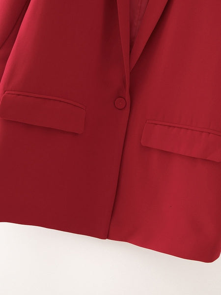 Casual Blazers Turndown Collar Long Sleeve Cotton