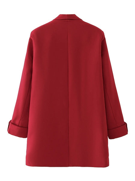 Casual Blazers Turndown Collar Long Sleeve Cotton