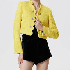 Casual Button Decoration Double breasted slim long sleeved jacket