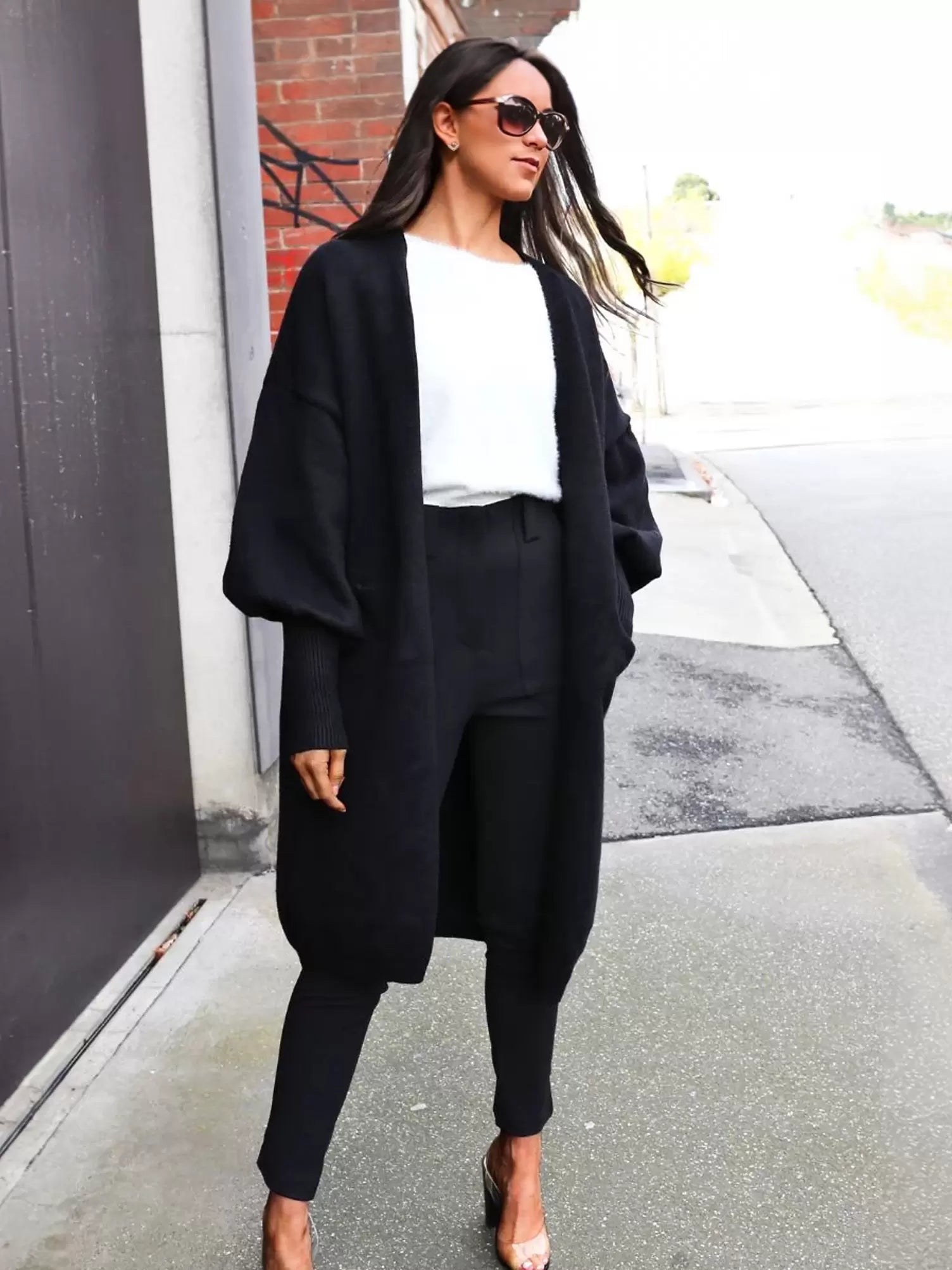 Casual Cardigans Acrylic Solid Color Long Sleeves Daily Casual Sweaters