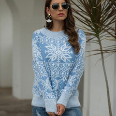 Casual Christmas Snowflake Pattern Sweater
