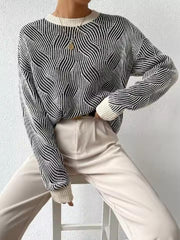 Casual Crewneck Long Sleeve Pullover Cable Knit Drop Shoulder Sweater
