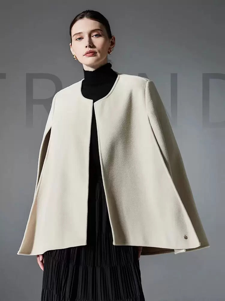 Casual Designed Neckline Butterfly Long Sleeve Daily Casual Poncho Cape