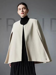 Casual Designed Neckline Butterfly Long Sleeve Daily Casual Poncho Cape