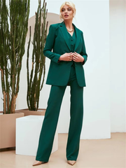Casual Double Breasted Notched Blazer Vest Pants Solid Tuxedo Plus Size Three Piece Office Suit