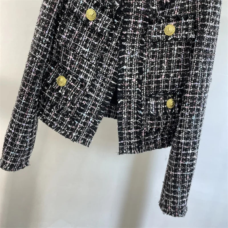 Casual Double breasted Metal button decoration slim fit long sleeved outerwears jacket