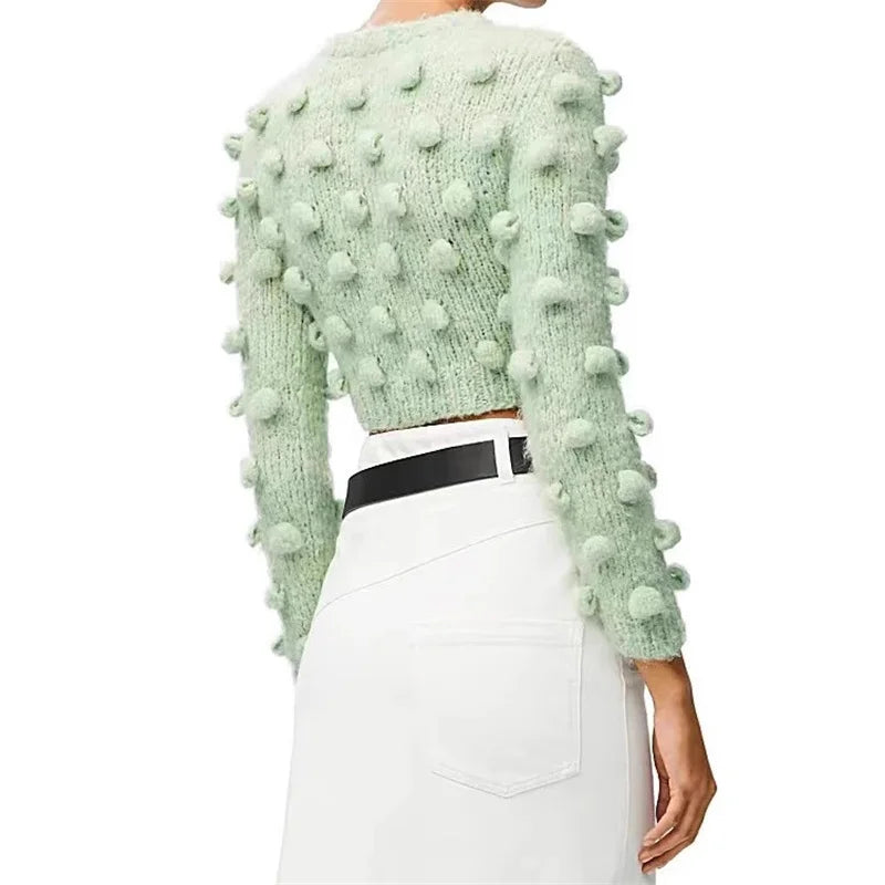 Casual round neck pullover wool blend long sleeved knitwear slim fit sweater