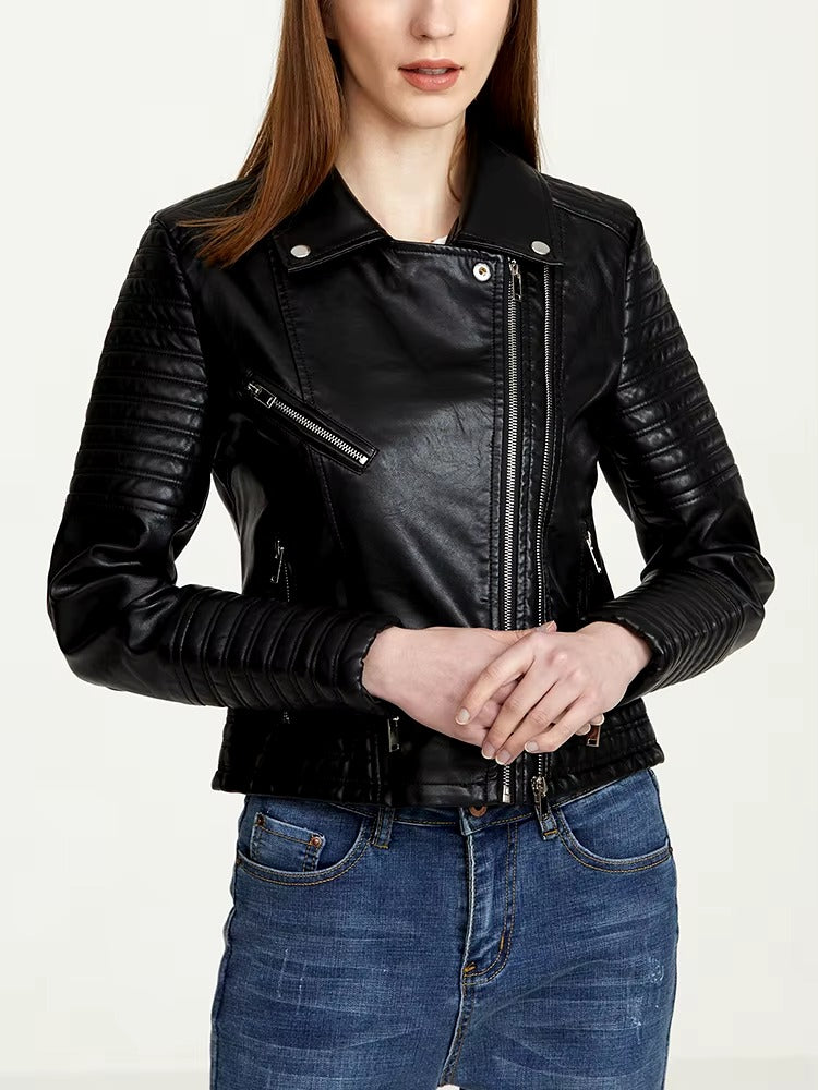 Casual Faux PU Leather Long-sleeve Windproof Waterproof Jacket