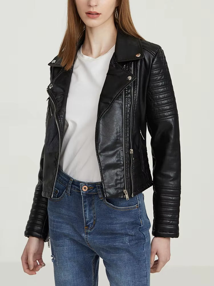 Casual Faux PU Leather Long-sleeve Windproof Waterproof Jacket