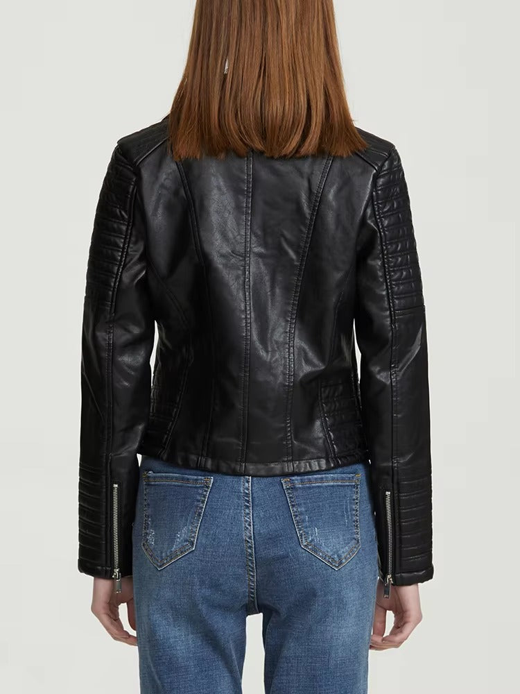 Casual Faux PU Leather Long-sleeve Windproof Waterproof Jacket
