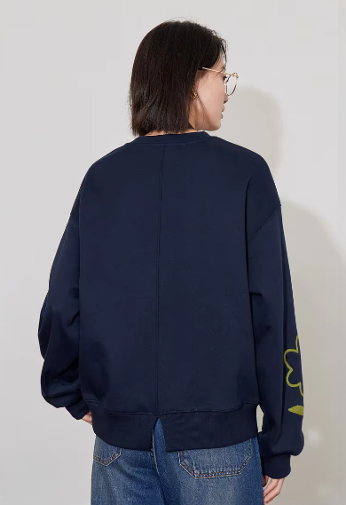 Casual Floral Round Neck Long Sleeve Pullover Hoodies