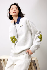Casual Flower Patchwork Sleeve Round Neck Hoodie