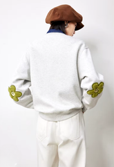 Casual Flower Patchwork Sleeve Round Neck Hoodie