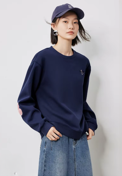 Casual Flower Patchwork Sleeve Round Neck Hoodie
