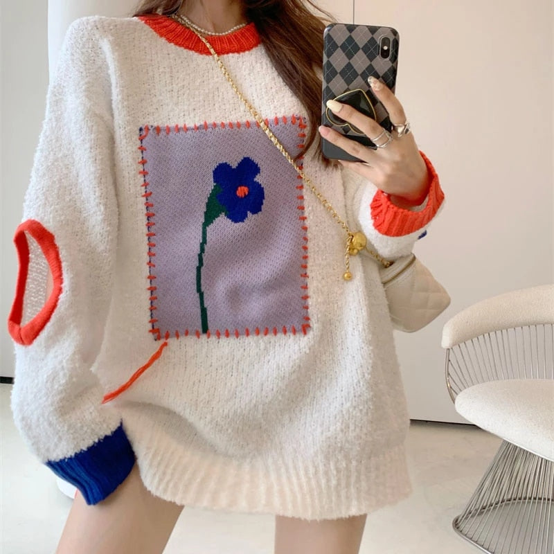 Casual Full Sleeve O-Neck Loose Sweater