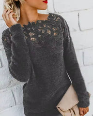 Casual Full Sleeve O-Neck Solid Pullover Warm Knit Sweater