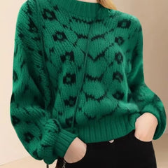 Casual Geometric O Neck Long Sleeve Retro Office Lady Pullover Sweater