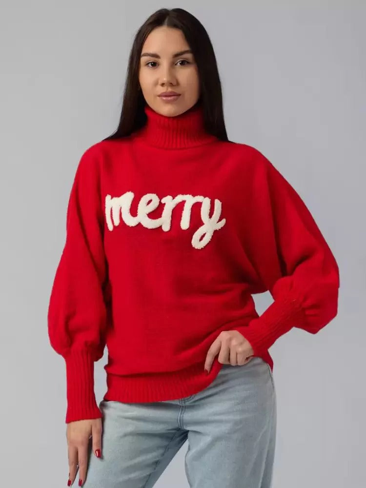 Casual High Collar Long Sleeves Oversized Pullover Sweater