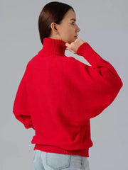 Casual High Collar Long Sleeves Oversized Pullover Sweater
