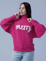 Casual High Collar Long Sleeves Oversized Pullover Sweater
