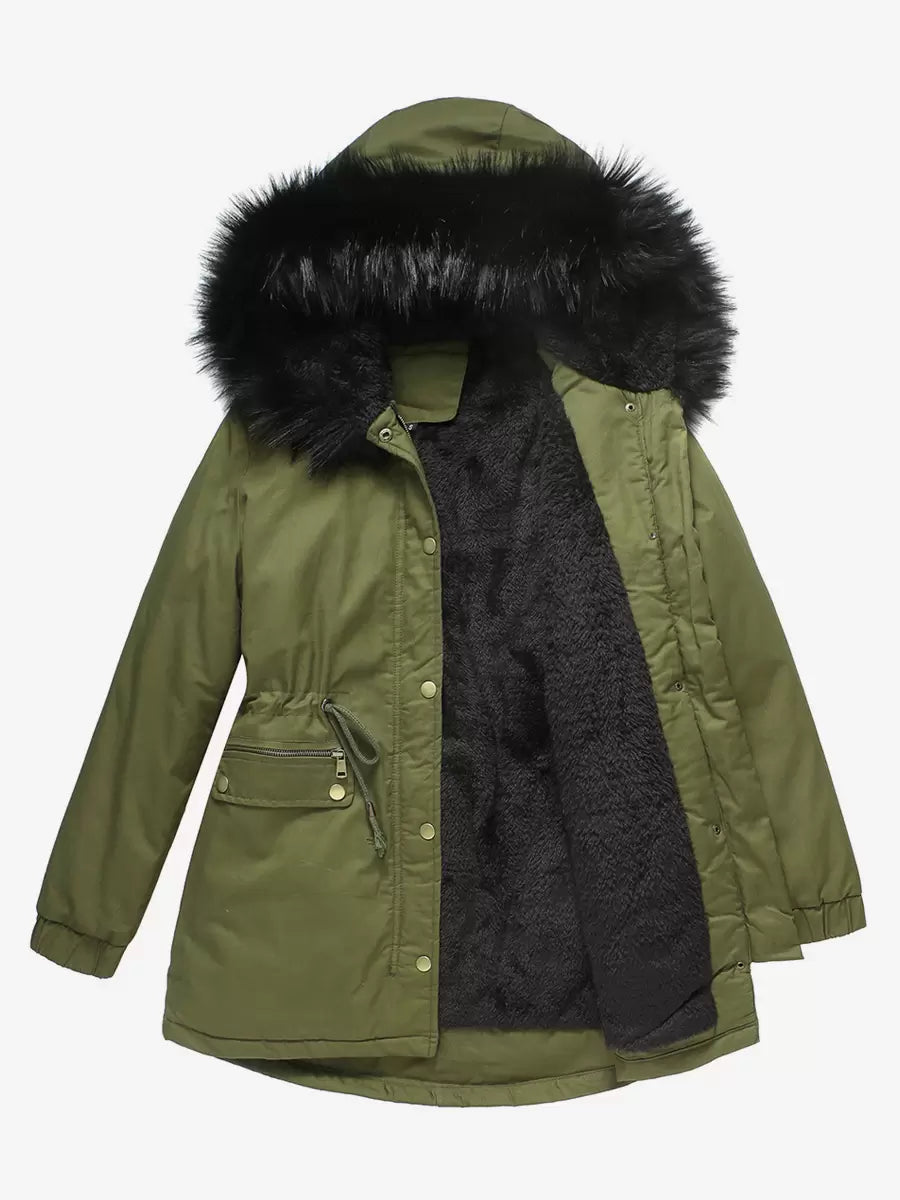 Casual High Collar Pockets Long Sleeve Natural Waist Jacket Outerwear
