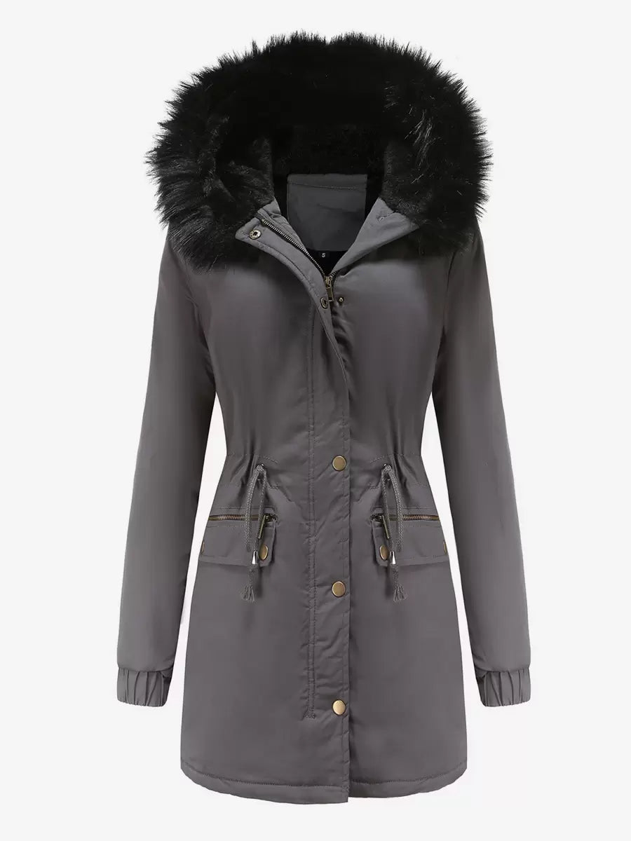 Casual High Collar Pockets Long Sleeve Natural Waist Jacket Outerwear