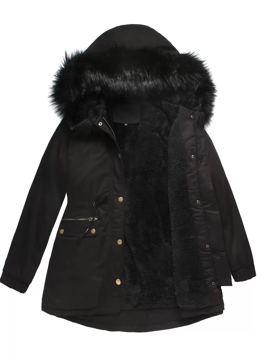 Casual High Collar Pockets Long Sleeve Natural Waist Jacket Outerwear