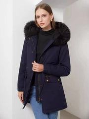 Casual High Collar Pockets Long Sleeve Natural Waist Jacket Outerwear